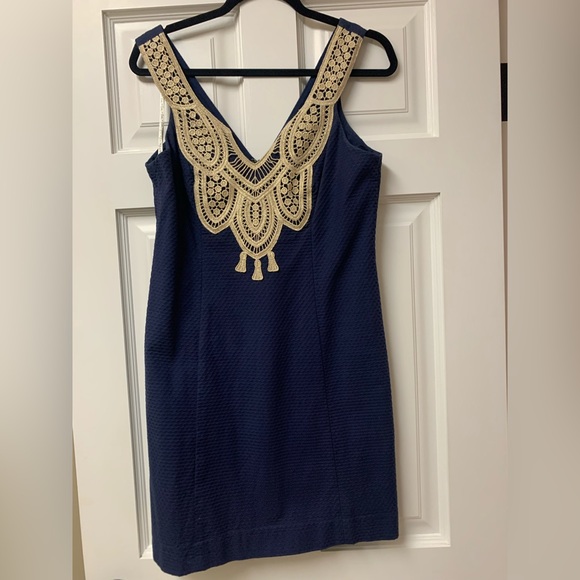 Lilly Pulitzer Navy/Gold Dress sz 6 - Picture 1 of 2